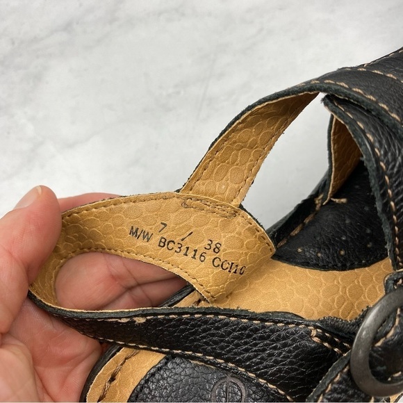 B.O.C. Born Concept Slingback Wedge Wedges Black Sandals Summer Shoes Size 7 - Picture 3 of 8